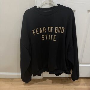 Fear of God Essentials Black Fleece Crewneck Sweater Men Size 2XL